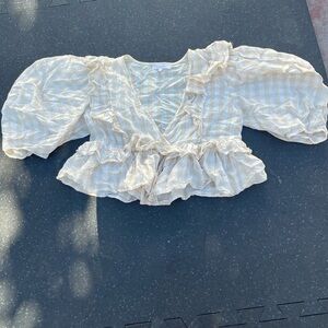 Women's Cream Ruffled Top